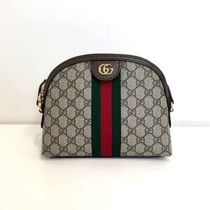 GUCCI Small Ophidia GG Supreme Rounded Top Crossbody Tan Stripe Shoulder Bag
